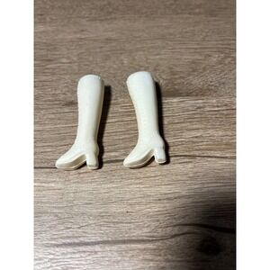 Vintage‎ Barbie Francie 1960 Mod Era Gogo Lace Up White Boots 1 Pair Hong Kong